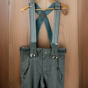 686 Gray Plaid Cargo Logo Ski Pants With Suspenders Men NOWT